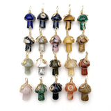 Golden Wire Natural Stone Mushroom Pendant for Jewelry Making