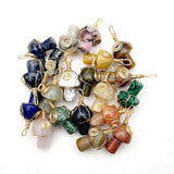 Golden Wire Natural Stone Mushroom Pendant for Jewelry Making