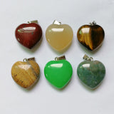 30MM Natural Stone Heart Pendants Necklace for Jewelry Making Charms 6PCS