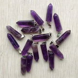 Amethyst Stone Pendulum Charms Pendants for Jewelry Making 12pcs/lot
