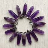 Amethyst Stone Pendulum Charms Pendants for Jewelry Making 12pcs/lot
