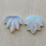 Carved Opal Stone Maple Leaf Pendants Charms Jewelry Making 3pcs
