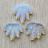 Carved Opal Stone Maple Leaf Pendants Charms Jewelry Making 3pcs