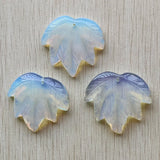 Carved Opal Stone Maple Leaf Pendants Charms Jewelry Making 3pcs