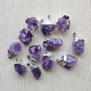 12pcs Natural Amethyst Stone Irregular Pendants for Jewelry Making
