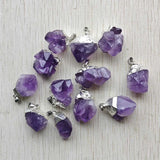 12pcs Natural Amethyst Stone Irregular Pendants for Jewelry Making