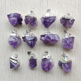 12pcs Natural Amethyst Stone Irregular Pendants for Jewelry Making