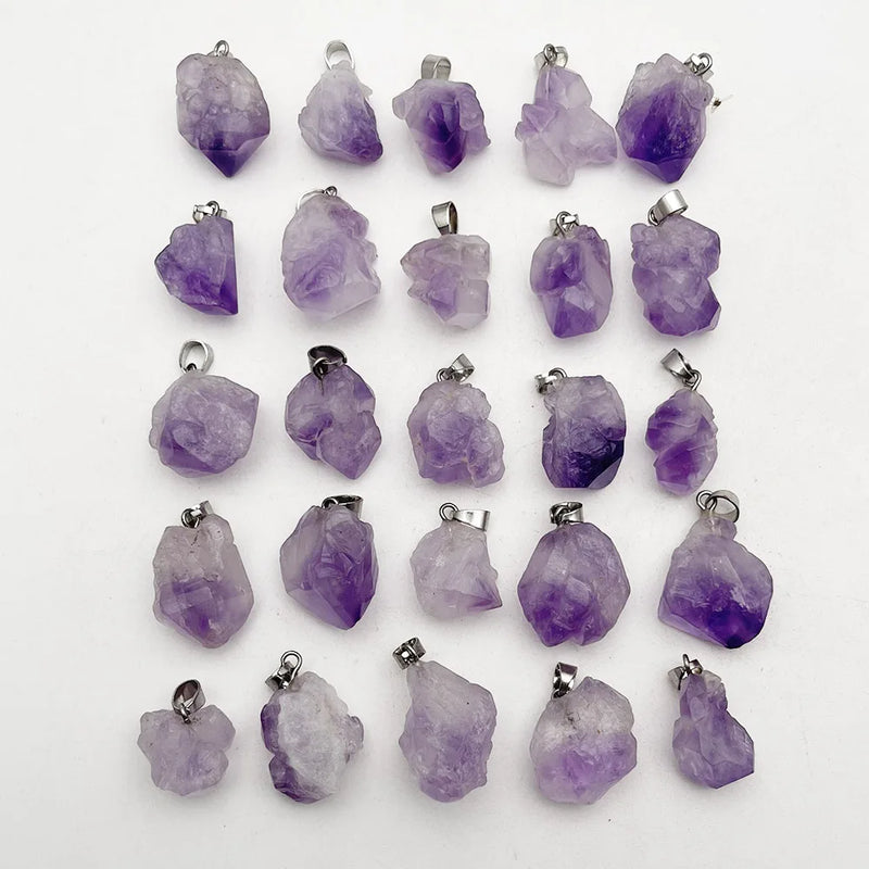 Natural Amethyst Stone Pendants for Jewelry Making Charms 50pcs/lot