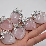 6pcs Natural Stone Amethysts Quartz Heart Pendant for Jewelry Making