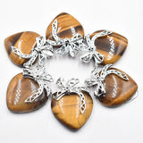6pcs Natural Stone Amethysts Quartz Heart Pendant for Jewelry Making