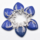 6pcs Natural Stone Amethysts Quartz Heart Pendant for Jewelry Making