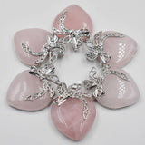 Rose Quartz Heart Pendant Lot for Jewelry Making