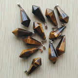 Natural Tiger's Eye Stone Pyramid Charms Pendants Lot