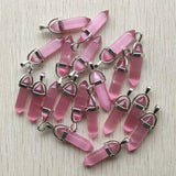 Cat Eye Stone Pillar Charms Point Chakra Pendants 24pcs