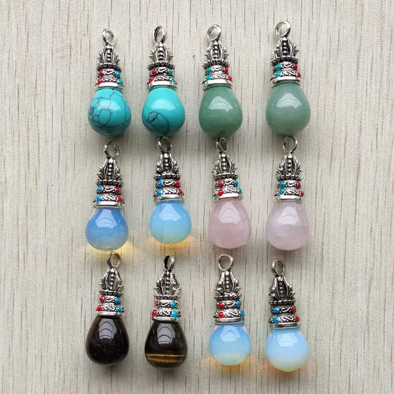Natural Stone Water Drop Pendants for Necklaces Making Jewelry 12pcs/lot
