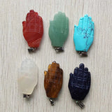 Stone Carved Palm Shape Charm Pendants for Jewelry Making (6pcs/lot)