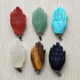 Stone Carved Palm Shape Charm Pendants for Jewelry Making (6pcs/lot)