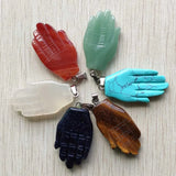 Stone Carved Palm Shape Charm Pendants for Jewelry Making (6pcs/lot)