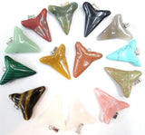 Natural Stone Shark Tooth Charms Pendants for Necklace Making 10pcs/lot