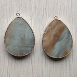 6pcs Amazonite Stone Water Drop Shape Pendants for Jewelry Making