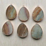 6pcs Amazonite Stone Water Drop Shape Pendants for Jewelry Making