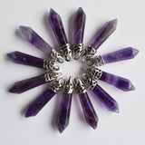 Amethyst Stone Pillar Charms Pendants 10x32mm 12pcs