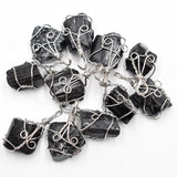12pcs Natural Tourmaline Stone Wire Wrappe Pendants for Jewelry Making