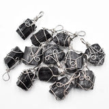 12pcs Natural Tourmaline Stone Wire Wrappe Pendants for Jewelry Making