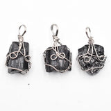 12pcs Natural Tourmaline Stone Wire Wrappe Pendants for Jewelry Making