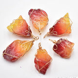Natural Crystal Rainbow Stone Wire Wrappe Pendants 6pcs/lot