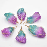 Natural Crystal Rainbow Stone Wire Wrappe Pendants 6pcs/lot