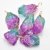 Natural Crystal Rainbow Stone Wire Wrappe Pendants 6pcs/lot