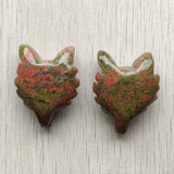 Flower Green Carved Fox Charms Pendants for Jewelry Making