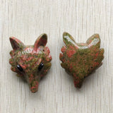 Flower Green Carved Fox Charms Pendants for Jewelry Making