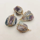Natural Fluorite Stone Irregular Pendants for Jewelry Making 6pcs/lot