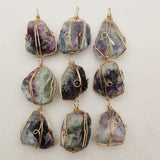 Natural Fluorite Stone Irregular Pendants for Jewelry Making 6pcs/lot