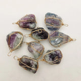 Natural Fluorite Stone Irregular Pendants for Jewelry Making 6pcs/lot