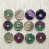 Natural Fluorite Stone Circle Donut Charms Beads 30mm 12pcs/lot