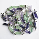 Natural Fluorite Stone Pillar Charms Point Chakra Pendants 24pcs