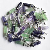 Natural Fluorite Stone Pillar Charms Point Chakra Pendants 24pcs