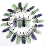 Natural Fluorite Stone Pillar Charms Point Chakra Pendants 24pcs