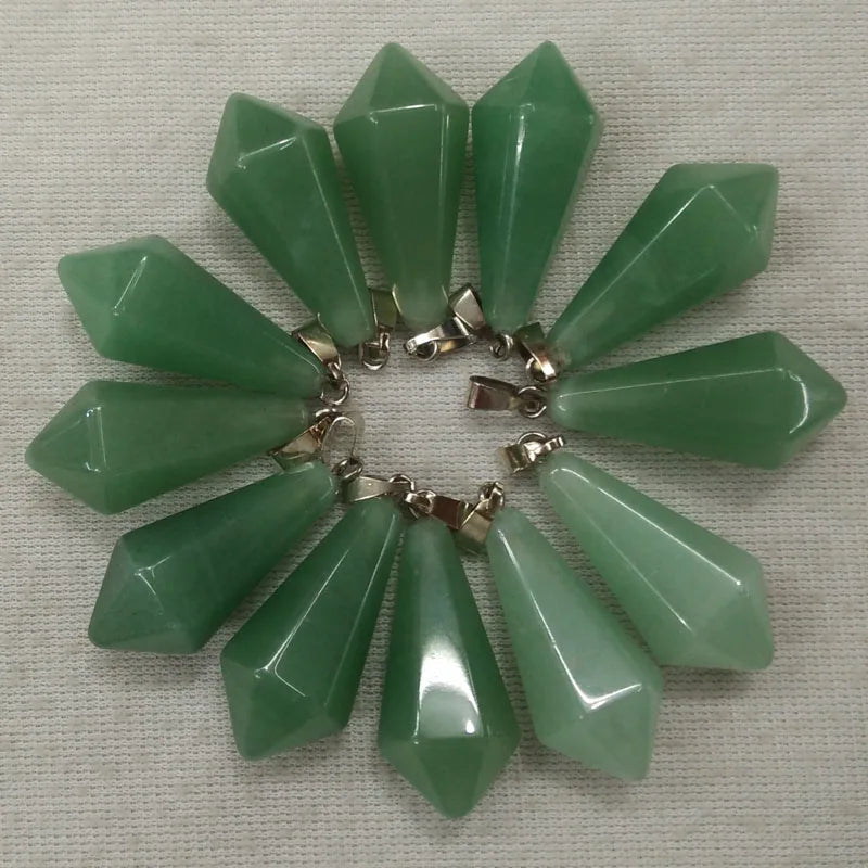 Green Aventurine Pyramid Pendants 12pcs