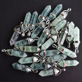 Green Fluorite Stone Pillar Charms Point Chakra Pendants for Jewelry Making