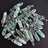 Green Fluorite Stone Pillar Charms Point Chakra Pendants for Jewelry Making