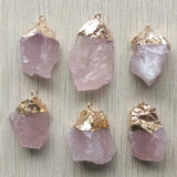 6pcs Natural Quartz Stone Pink Irregular Shape Pendants for Jewelry Making