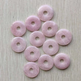 Natural Quartz Stone Pink Circle Donut Charms Beads 30mm 12pcs/lot