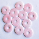 Natural Pink Quartz Stone Donut Charms Beads 30mm 12pcs