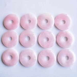 Natural Pink Quartz Stone Donut Charms Beads 30mm 12pcs