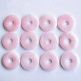 Natural Pink Quartz Stone Donut Charms Beads 30mm 12pcs