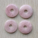 Natural Quartz Stone Pink Circle Donut Charms Beads 30mm 12pcs/lot